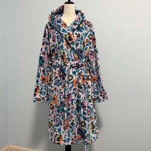 Vera Bradley Cozy Plush Fleece Hooded Robe Pockets Floral‎ Size L/XL
